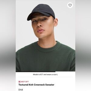 Lululemon men’s green textured knit crewneck sweater, size M